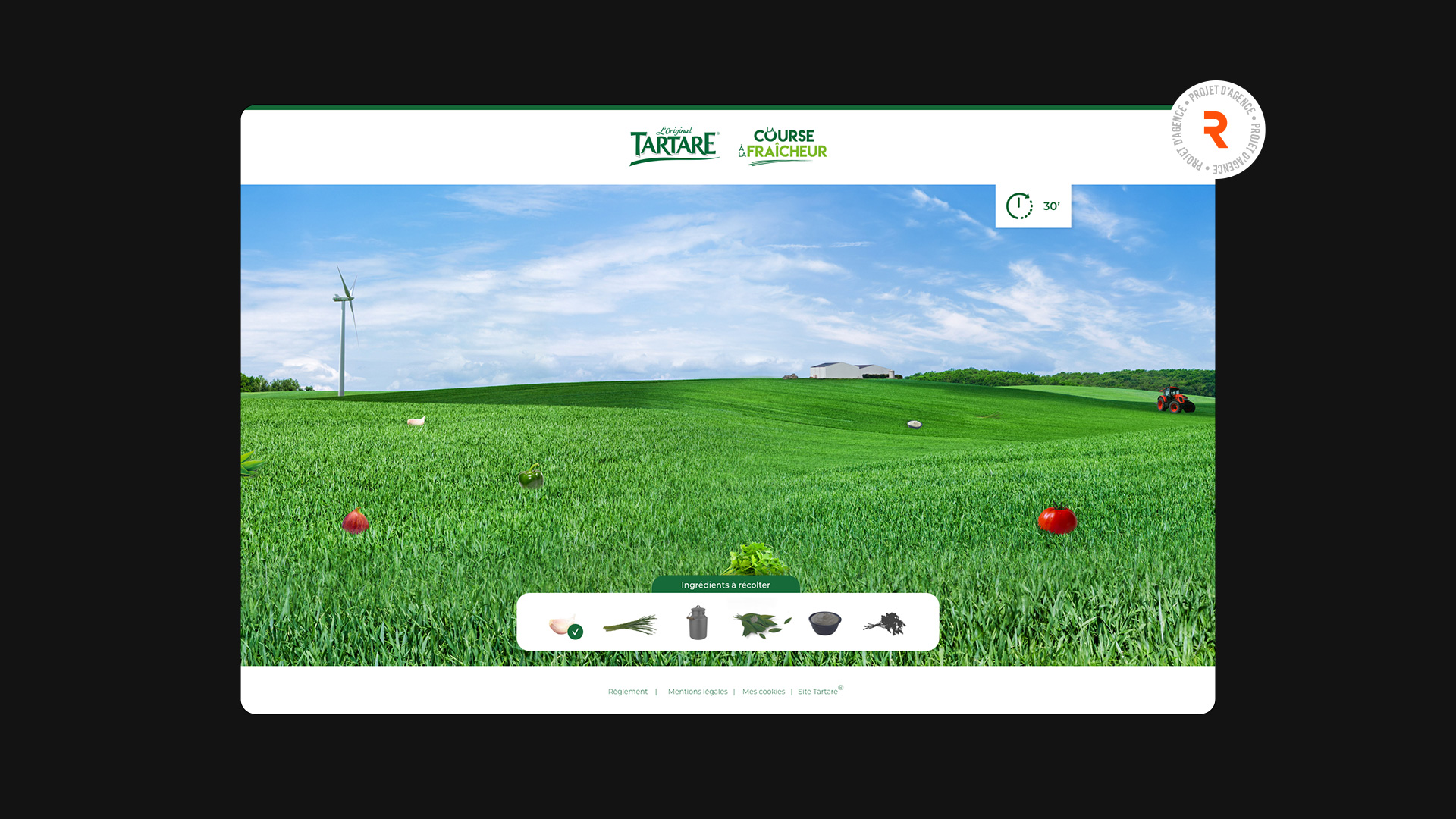 Page de jeu, paysage 360° pour le jeu Tartare "Course à la fraîcheur"