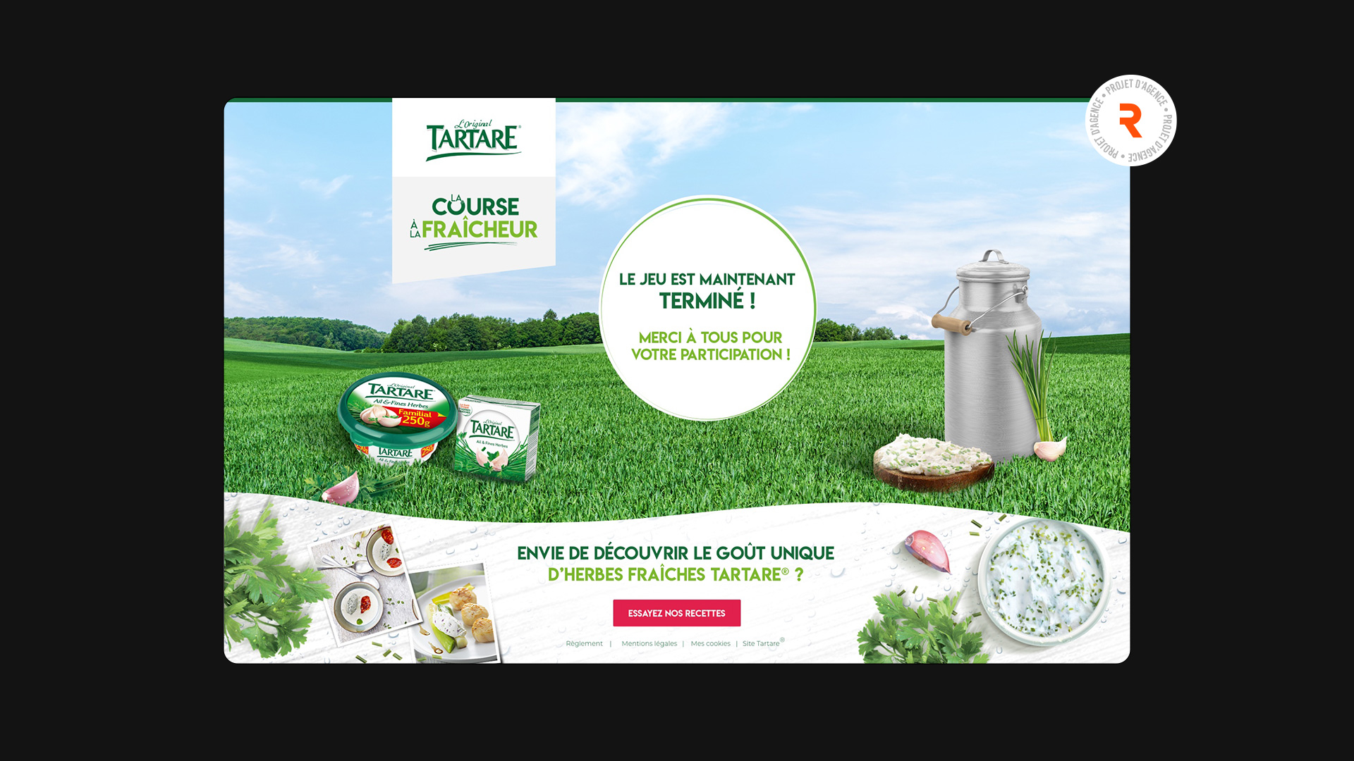 Page fin du jeu (hors dates) pour le jeu Tartare "Course à la fraîcheur"